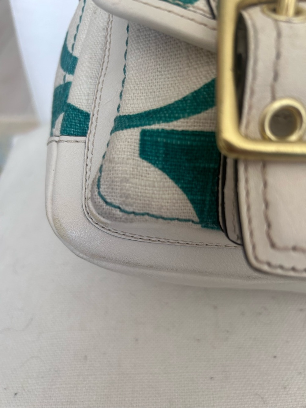 Coach 65th Legacy Double Buckle Green & Cream Shoulder Bag - Picture 8 of 8